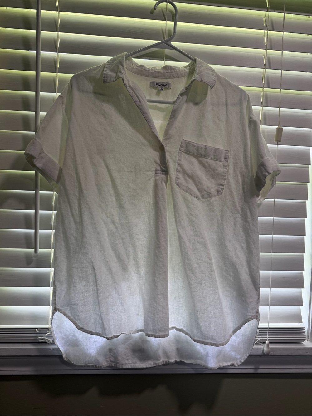 Madewell White Short-Sleeve Casual Button-Down Shirt